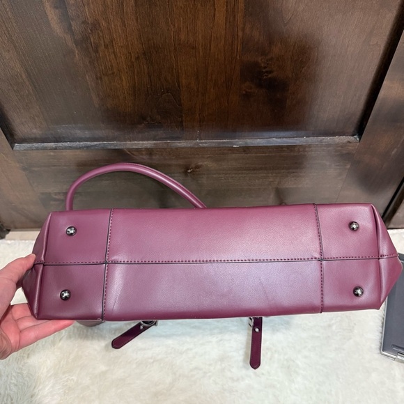 Brand New Elegant Plum Structured Tote Bag with Silver Hardware - Picture 13 of 13